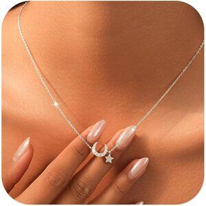 Dainty Crescent Moon Sterling Silver Necklace NWT